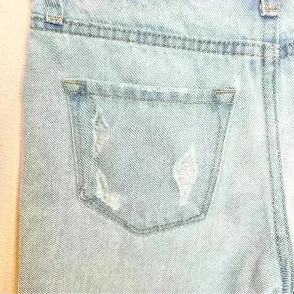 RSQ Girls Mid Length Medium Wash Distressed Denim Shorts Size 10 - Picture 4 of 14